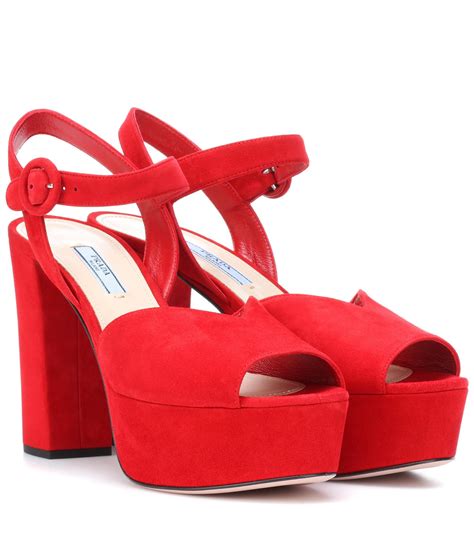 red prada suede shoe